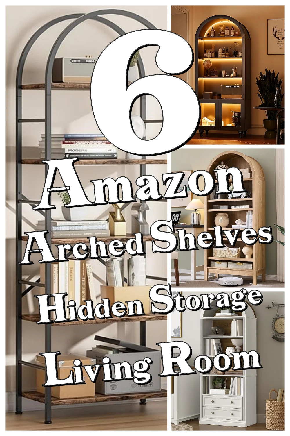 6 Arched Bookshelves with Clever Hidden Storage You Didn’t Know You Needed for Living Rooms