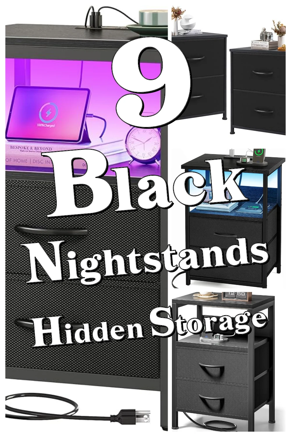 9 Genius Black Night Stands with Hidden Storage & Charging Stations You Didn’t Know You Needed
