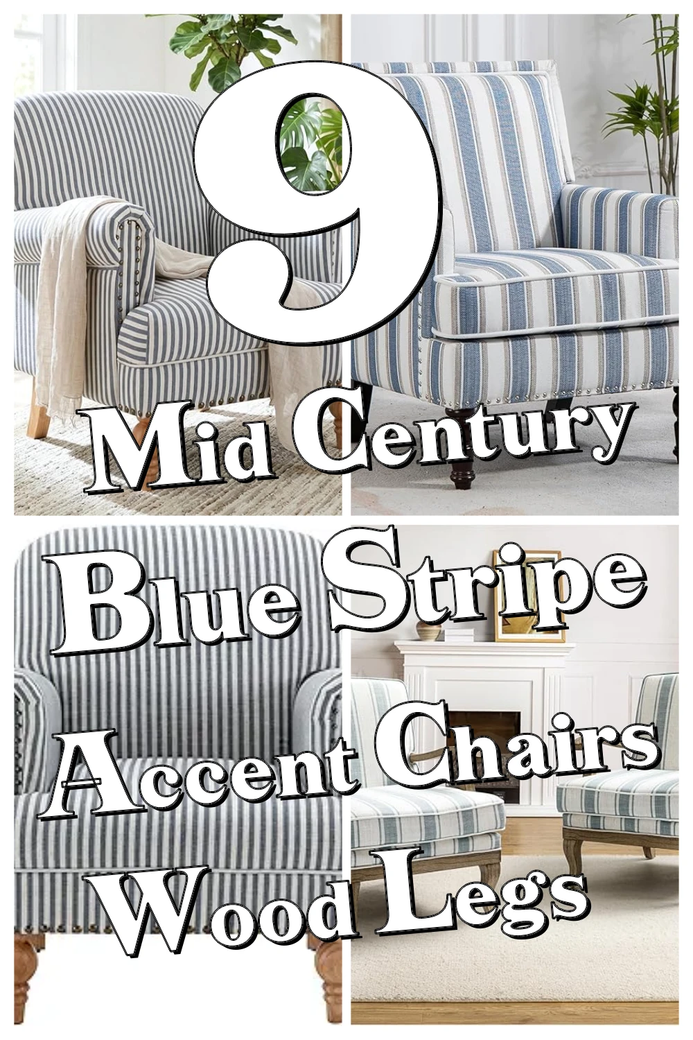 9 Chic Blue Stripe Accent Chairs With Wood Legs You Didn’t Know Your Living Room Needed