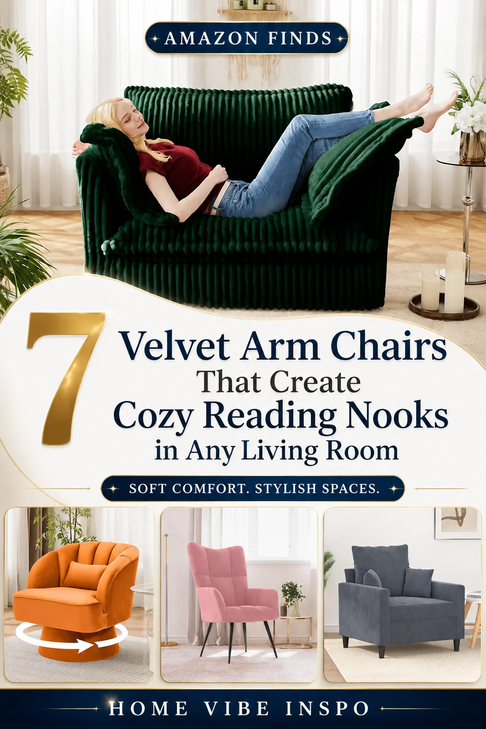 7 Velvet Arm Chairs That Create Cozy Reading Nooks in Any Living Room