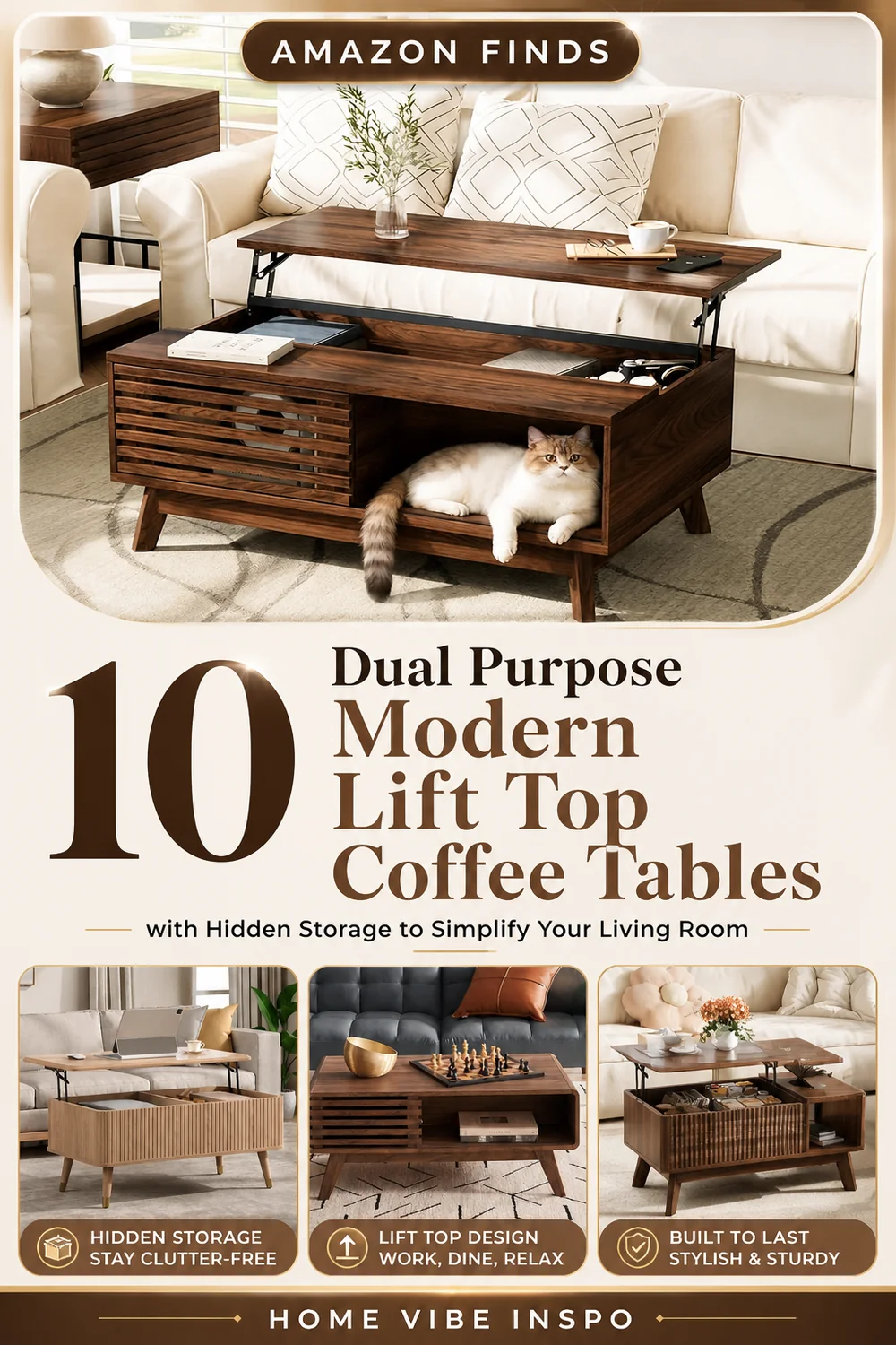 10 Dual Purpose Modern Lift Top Coffee Tables with Hidden Storage to Simplify Your Living Room