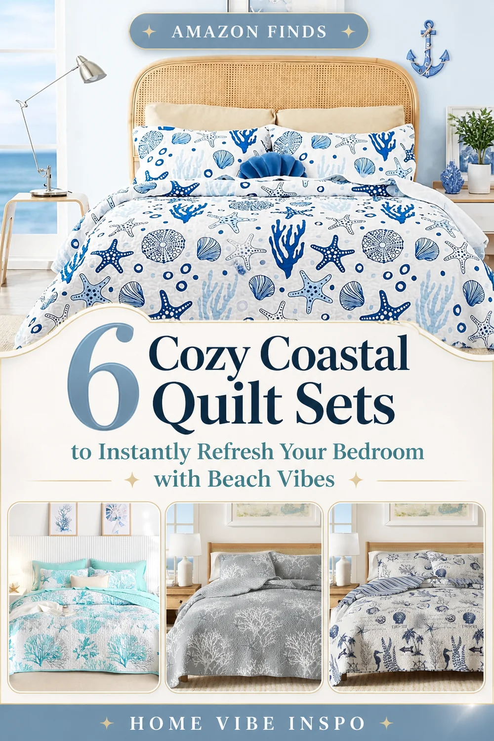 6 Cozy Coastal Quilt Sets to Instantly Refresh Your Bedroom with Beach Vibes