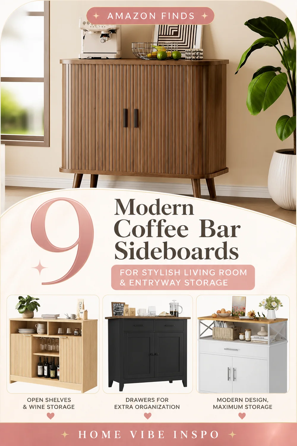9 Modern Coffee Bar Sideboards for Stylish Living Room and Entryway Storage