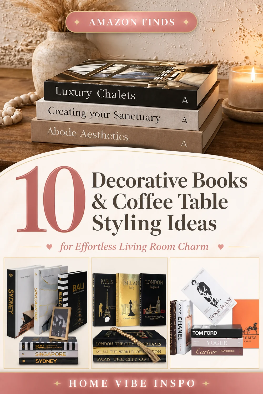 10 Decorative Books & Coffee Table Styling Ideas for Effortless Living Room Charm