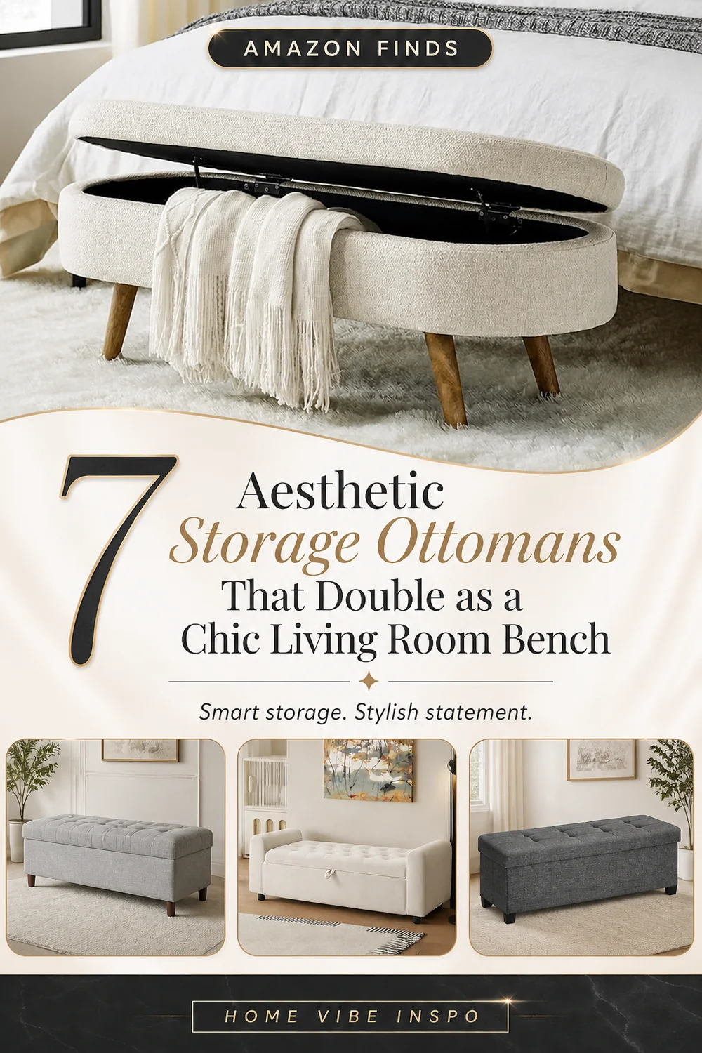 7 Aesthetic Storage Ottomans That Double as a Chic Living Room Bench