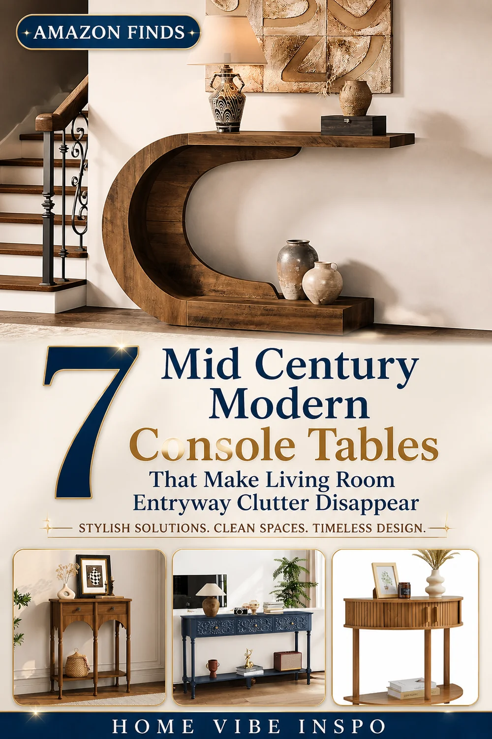 7 Mid Century Modern Console Tables That Make Living Room Entryway Clutter Disappear