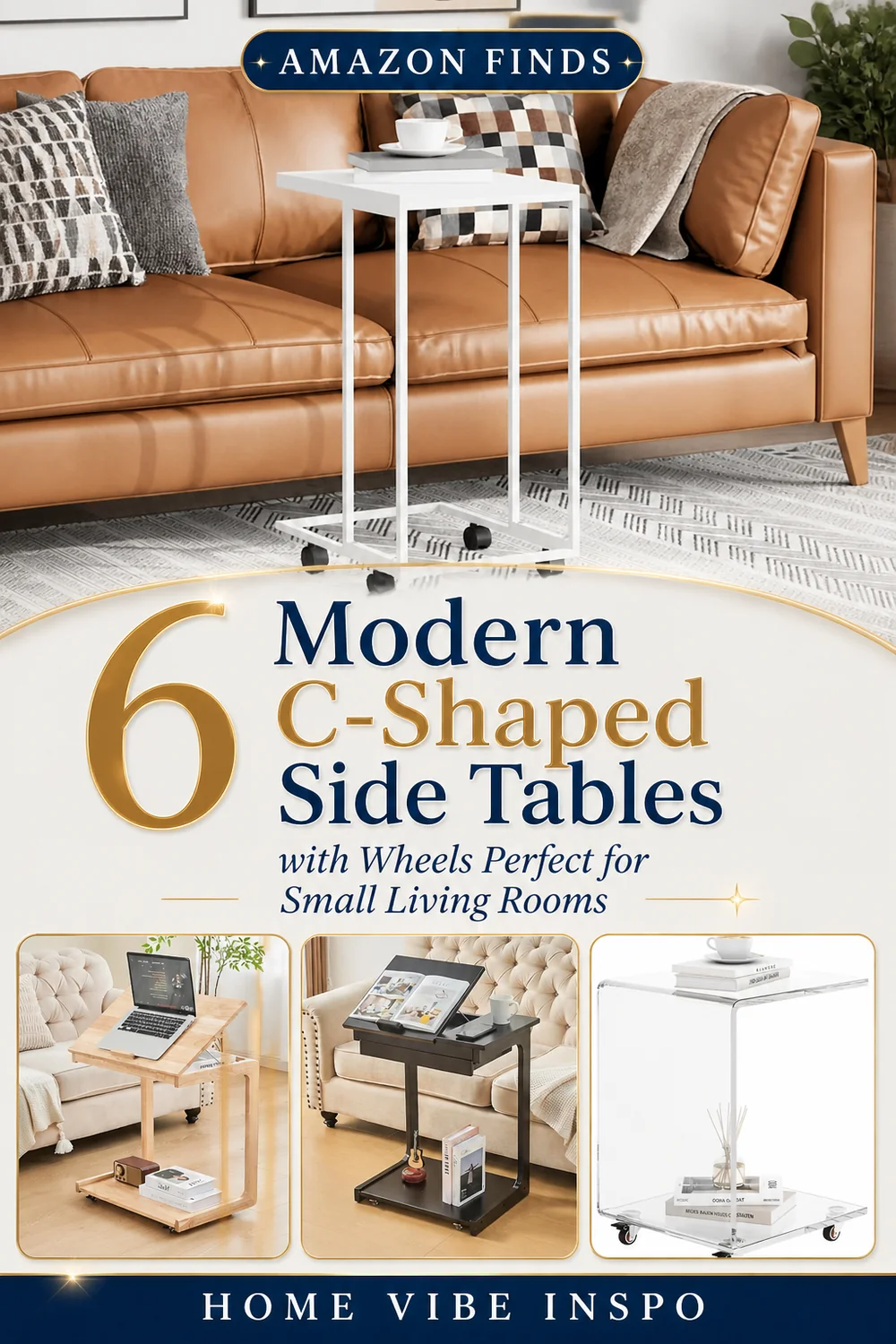 6 Modern C-Shaped Side Tables with Wheels Perfect for Small Living Rooms