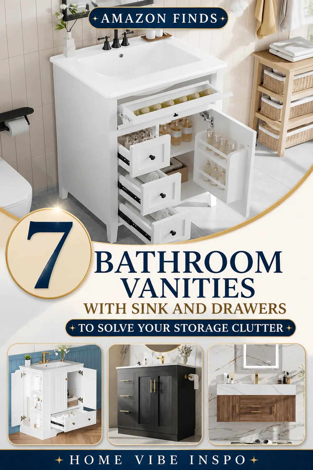 7 Bathroom Vanities with Sink and Drawers to Solve Your Storage Clutter