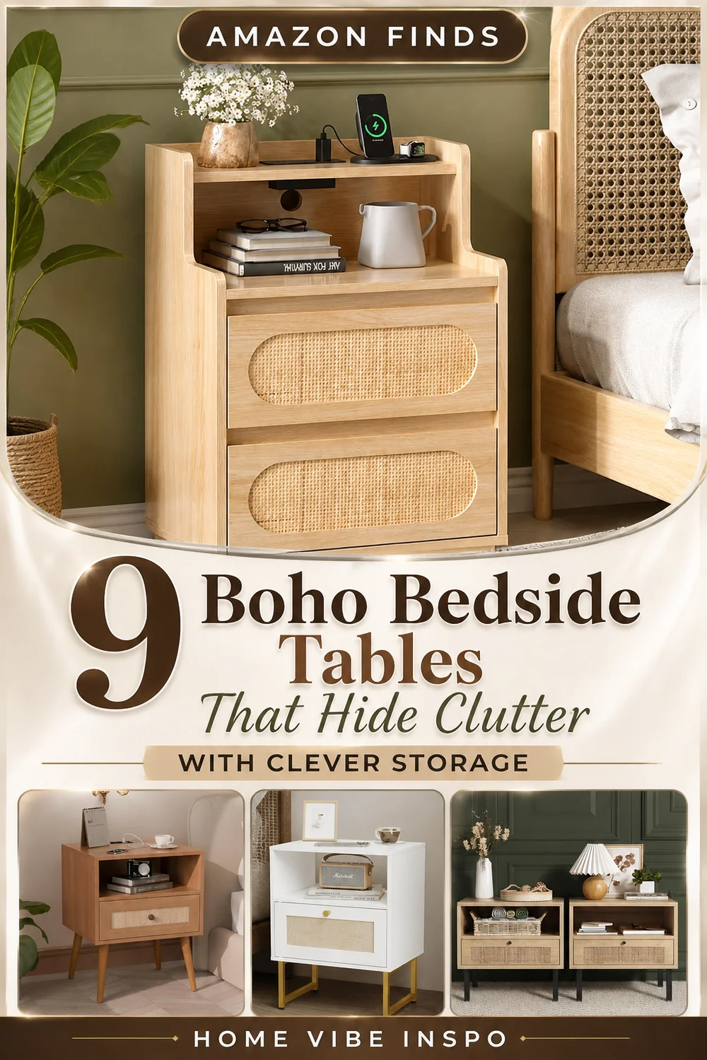 9 Boho Bedside Tables That Hide Clutter with Clever Storage
