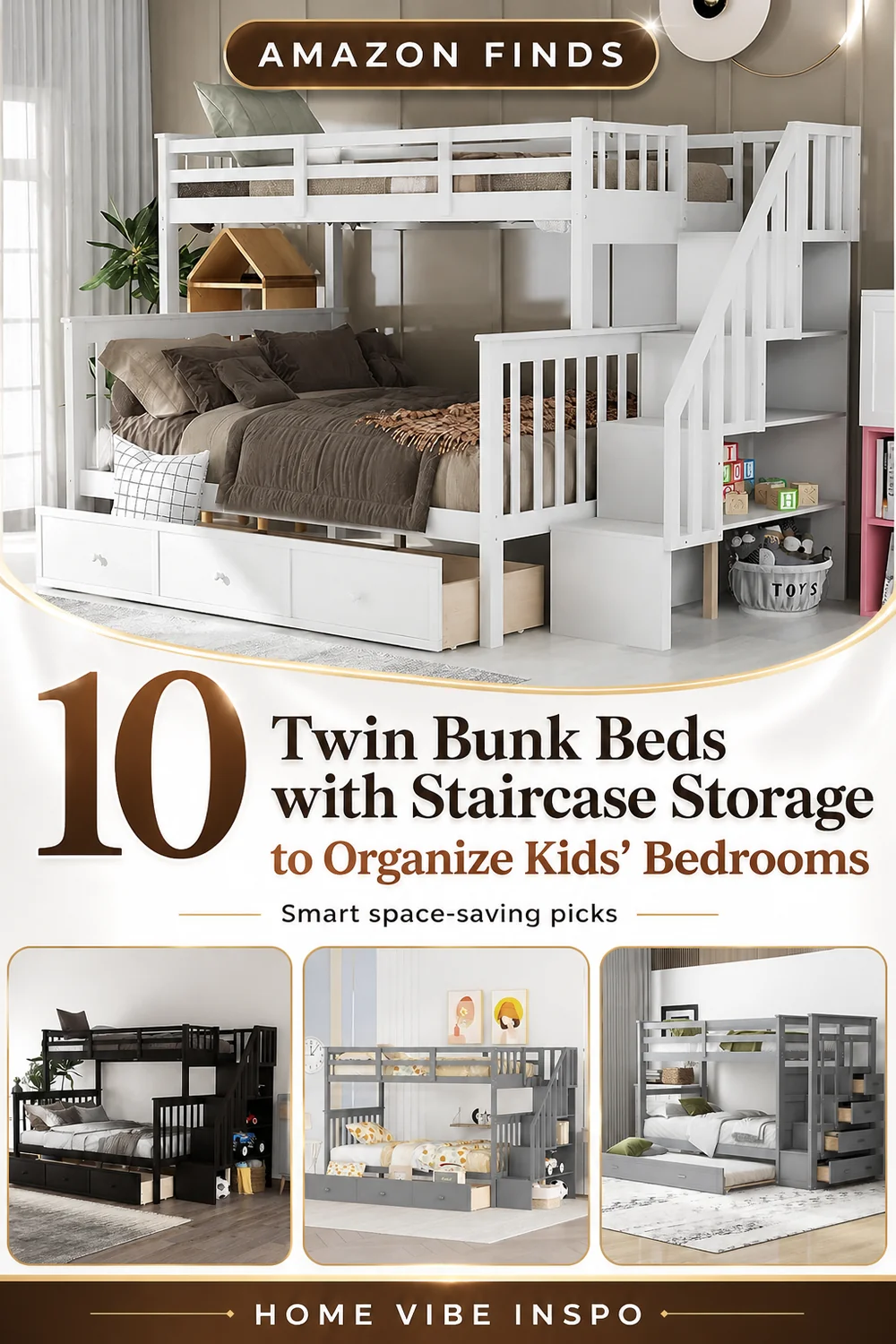10 Twin Bunk Beds with Staircase Storage to Organize Kids’ Bedrooms