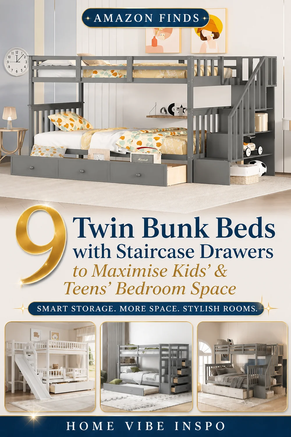 9 Twin Bunk Beds with Staircase Drawers to Maximise Kids’ & Teens’ Bedroom Space