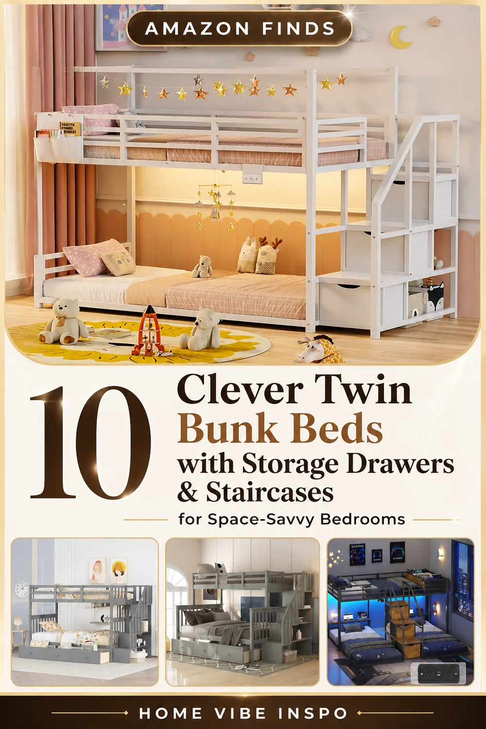 10 Clever Twin Bunk Beds with Storage Drawers & Staircases for Space-Savvy Bedrooms