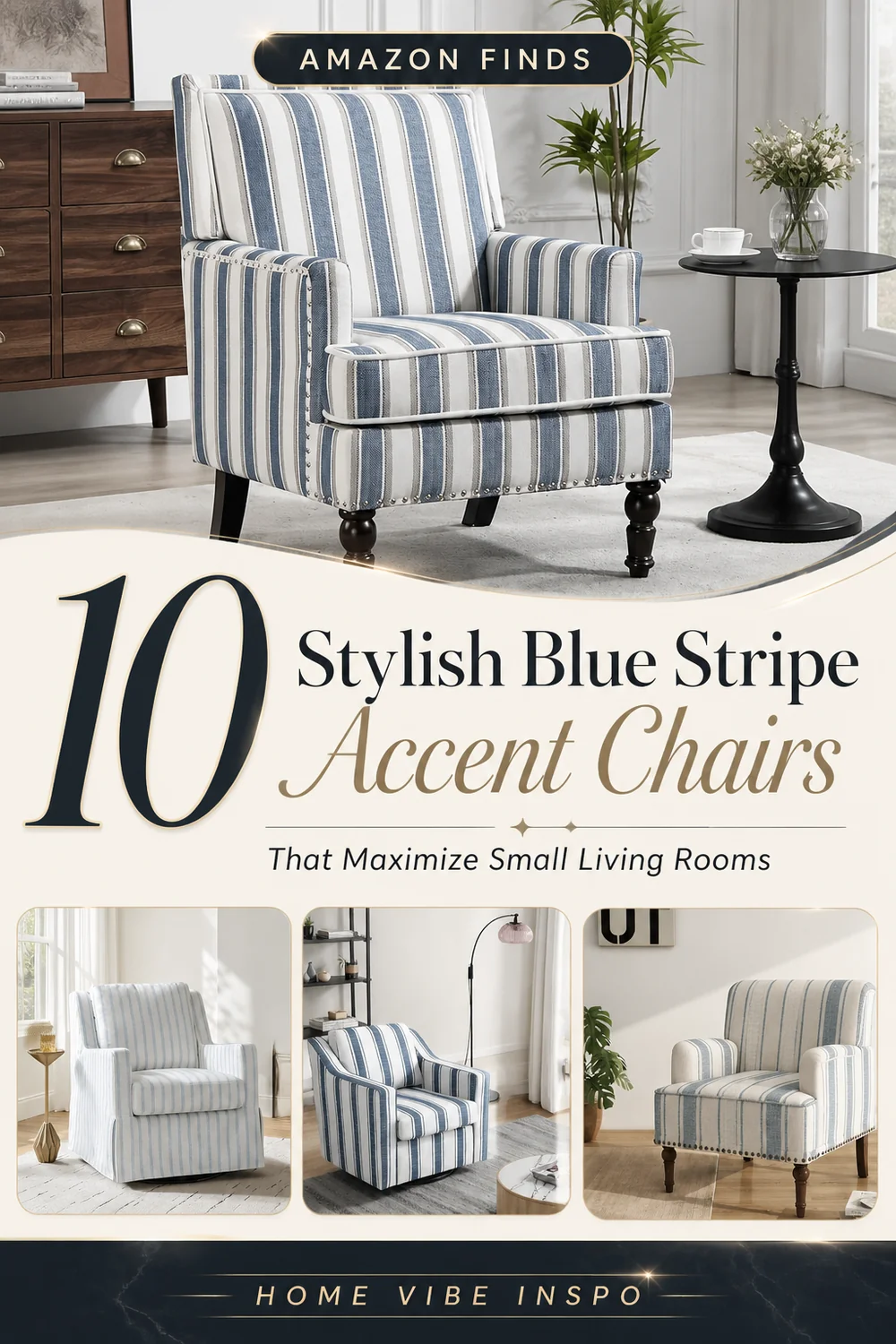 10 Stylish Blue Stripe Accent Chairs That Maximize Small Living Rooms