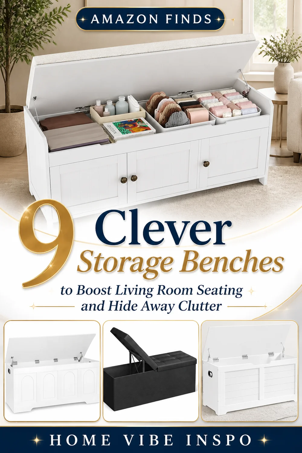 9 Clever Storage Benches to Boost Living Room Seating and Hide Away Clutter