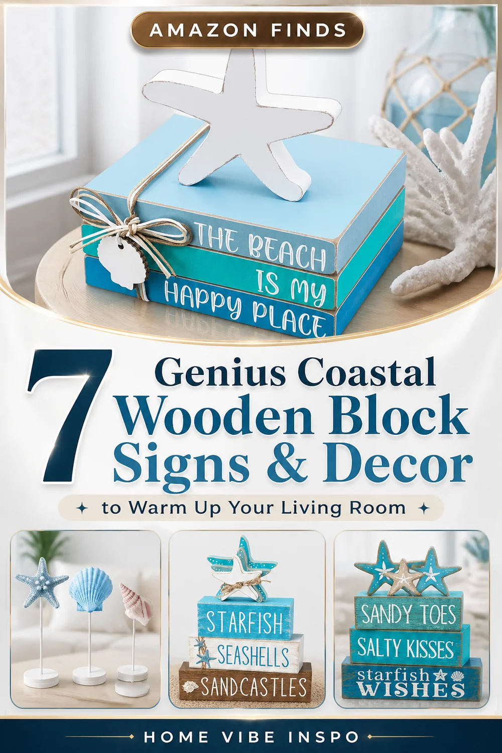 7 Genius Coastal Wooden Block Signs & Decor to Warm Up Your Living Room
