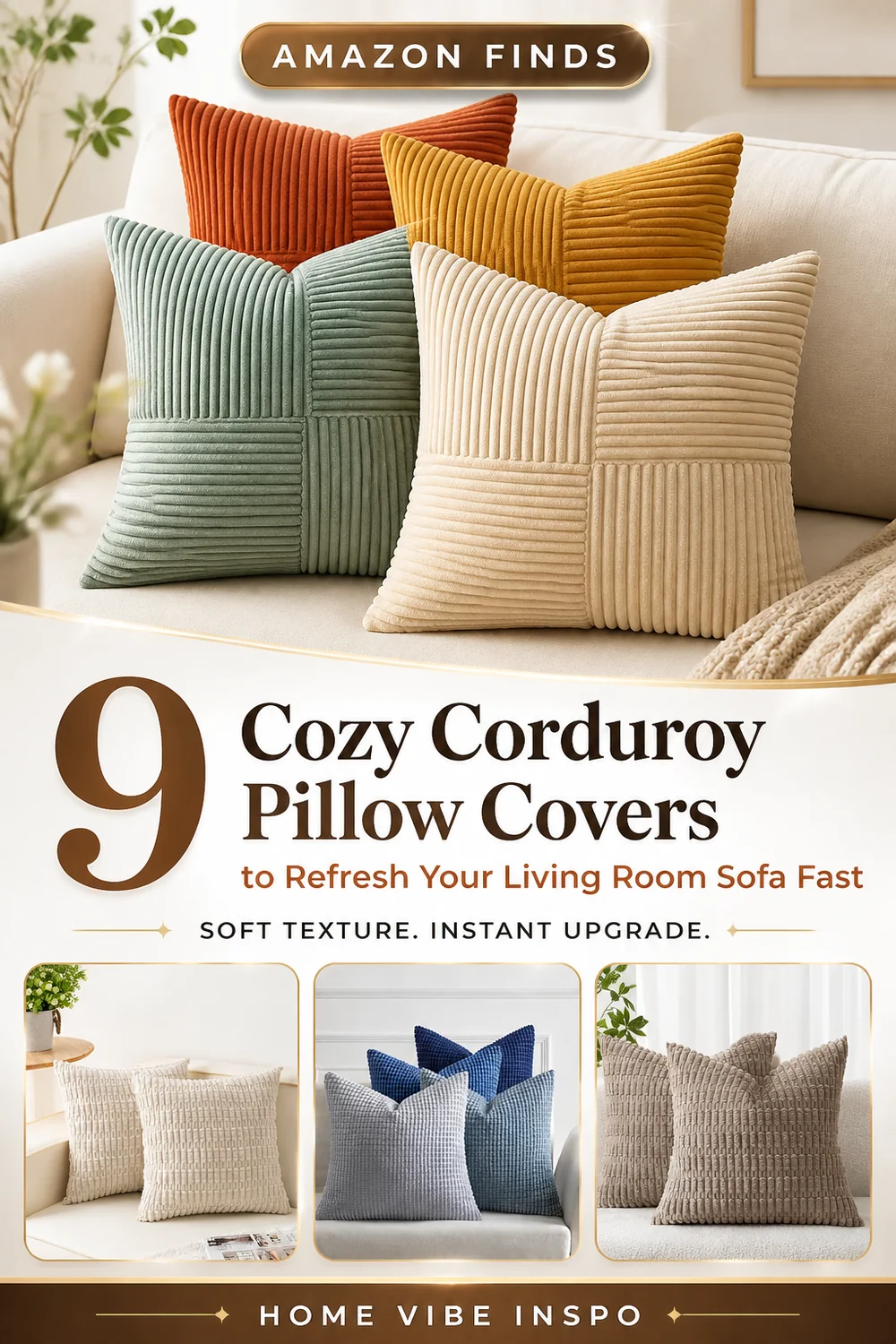 9 Cozy Corduroy Pillow Covers to Refresh Your Living Room Sofa Fast