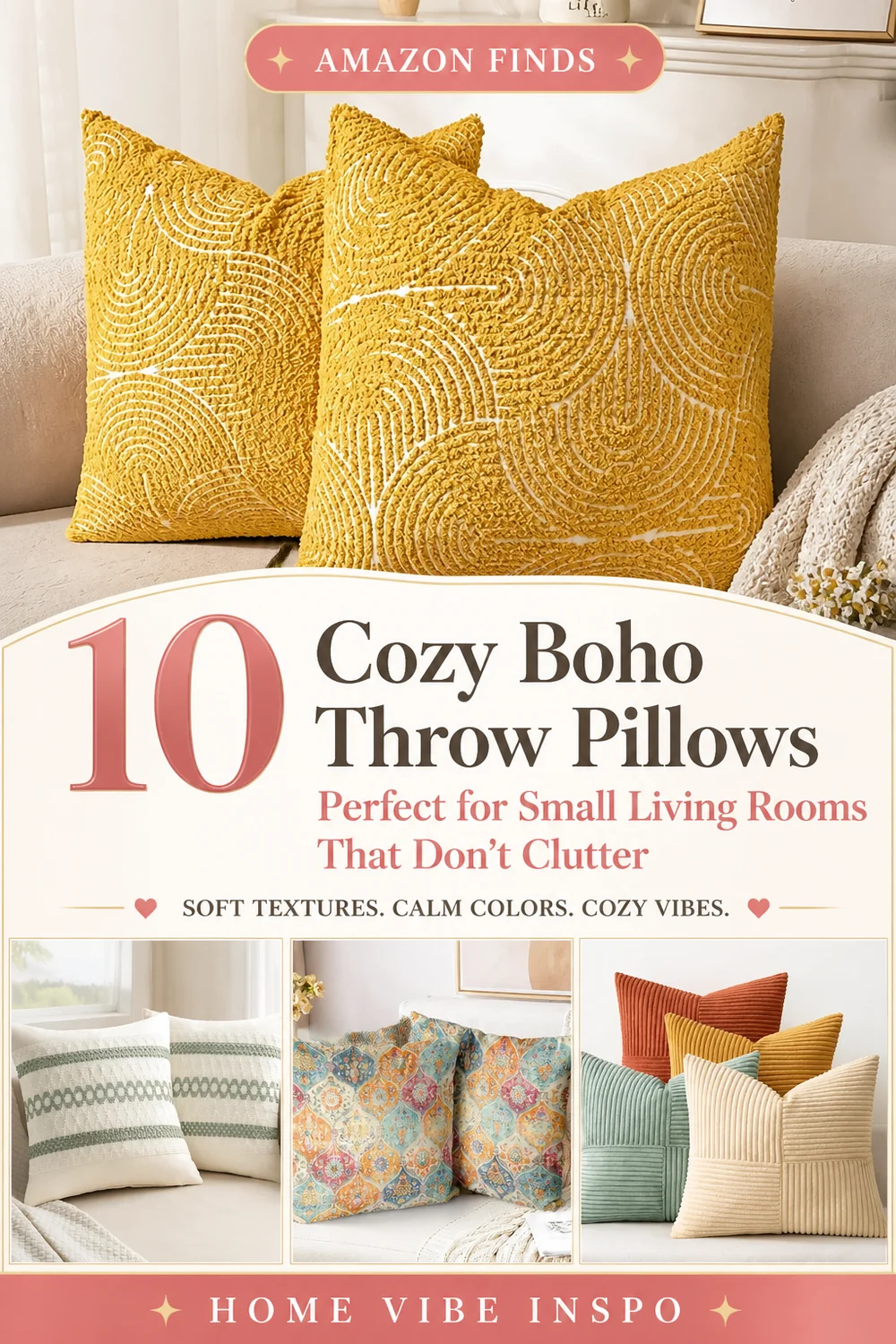 10 Cozy Boho Throw Pillows Perfect for Small Living Rooms That Don’t Clutter