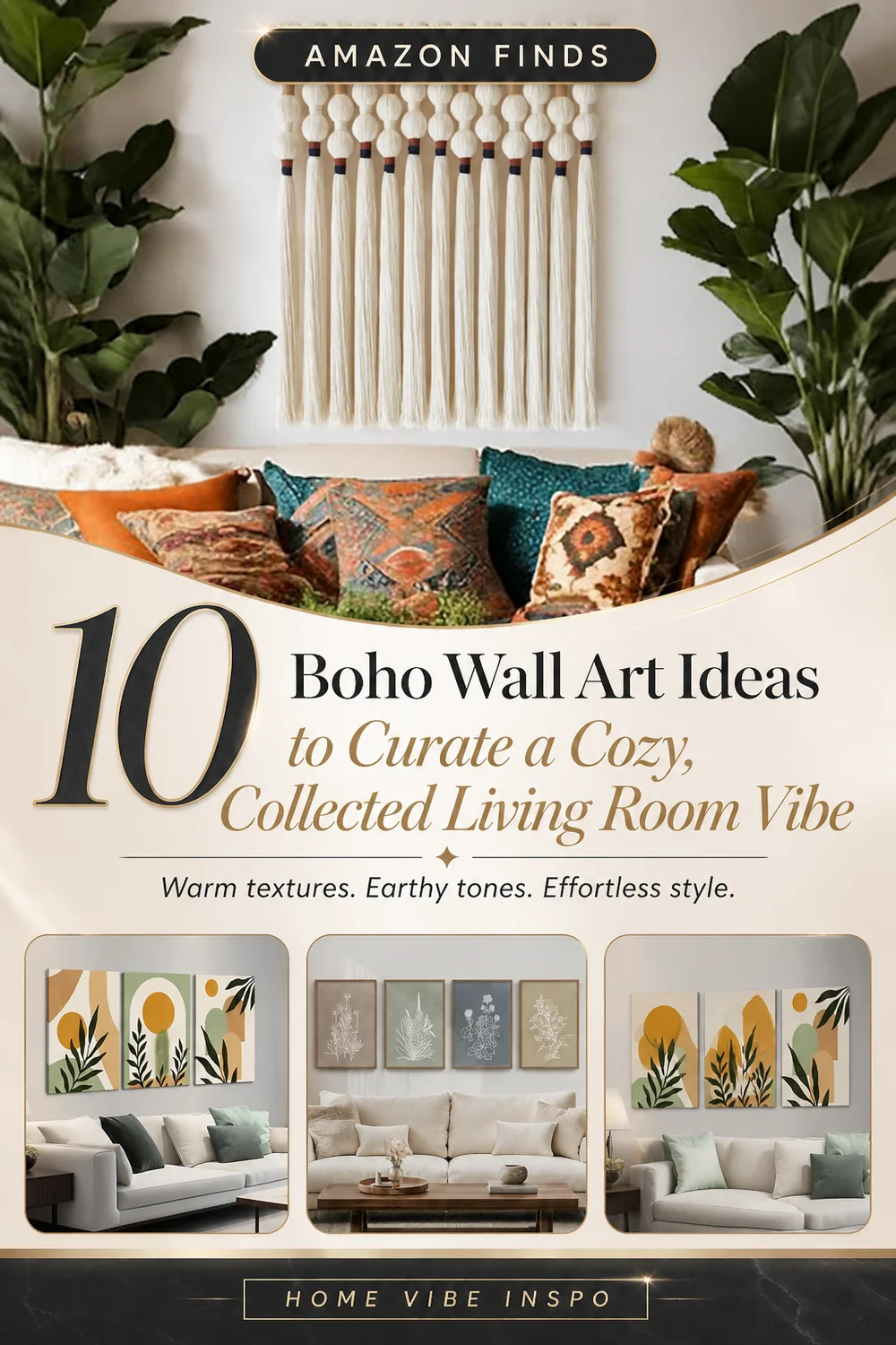 10 Boho Wall Art Ideas to Curate a Cozy, Collected Living Room Vibe