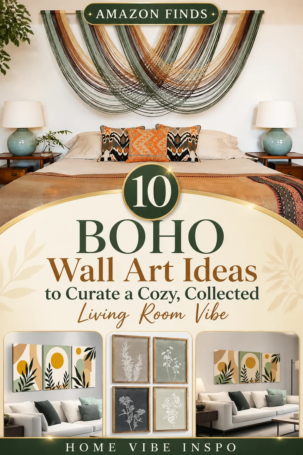 10 Boho Wall Art Ideas to Curate a Cozy, Collected Living Room Vibe