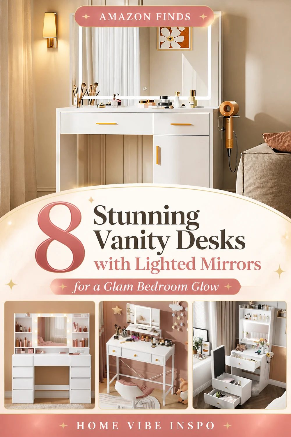 8 Stunning Vanity Desks with Lighted Mirrors for a Glam Bedroom Glow