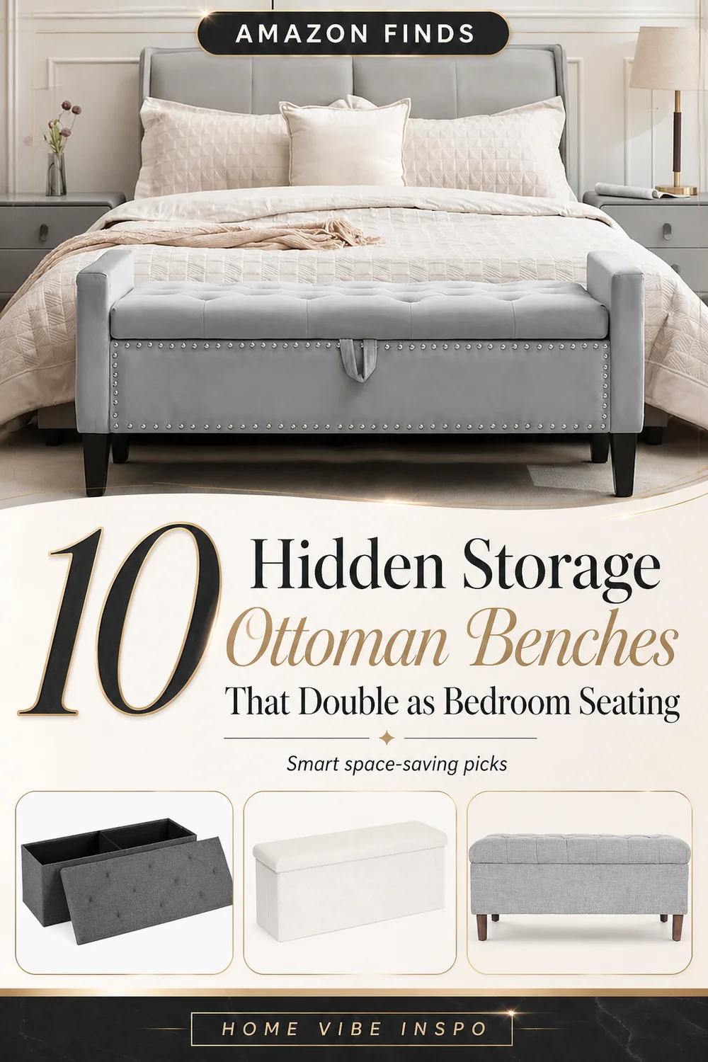 10 Hidden Storage Ottoman Benches That Double as Bedroom Seating