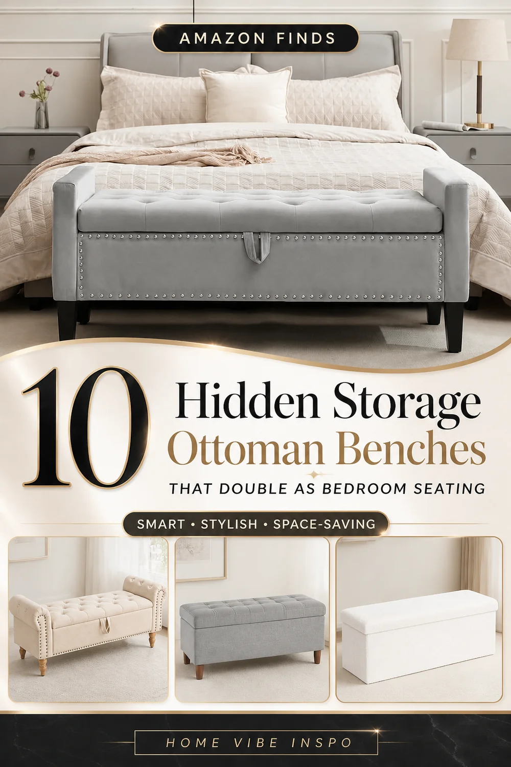 10 Hidden Storage Ottoman Benches That Double as Bedroom Seating