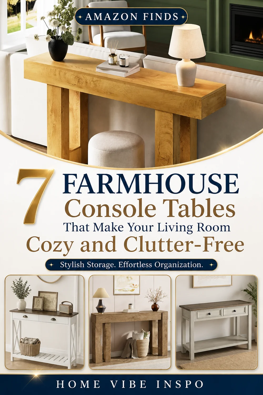 7 Farmhouse Console Tables That Make Your Living Room Cozy and Clutter-Free