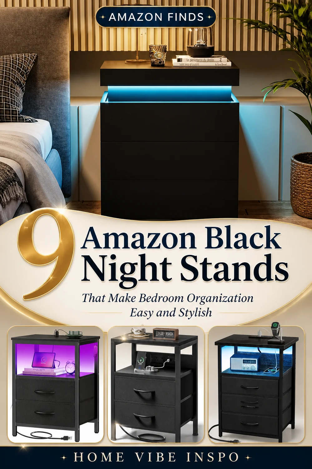 9 Amazon Black Night Stands That Make Bedroom Organization Easy and Stylish
