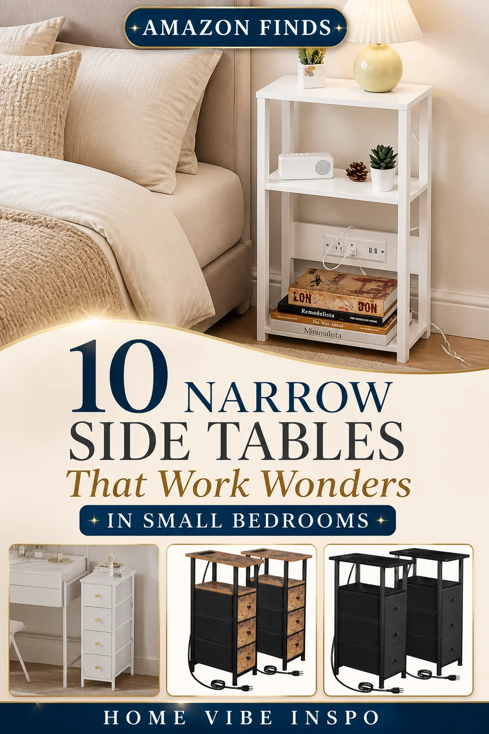 10 Narrow Side Tables That Work Wonders in Small Bedrooms