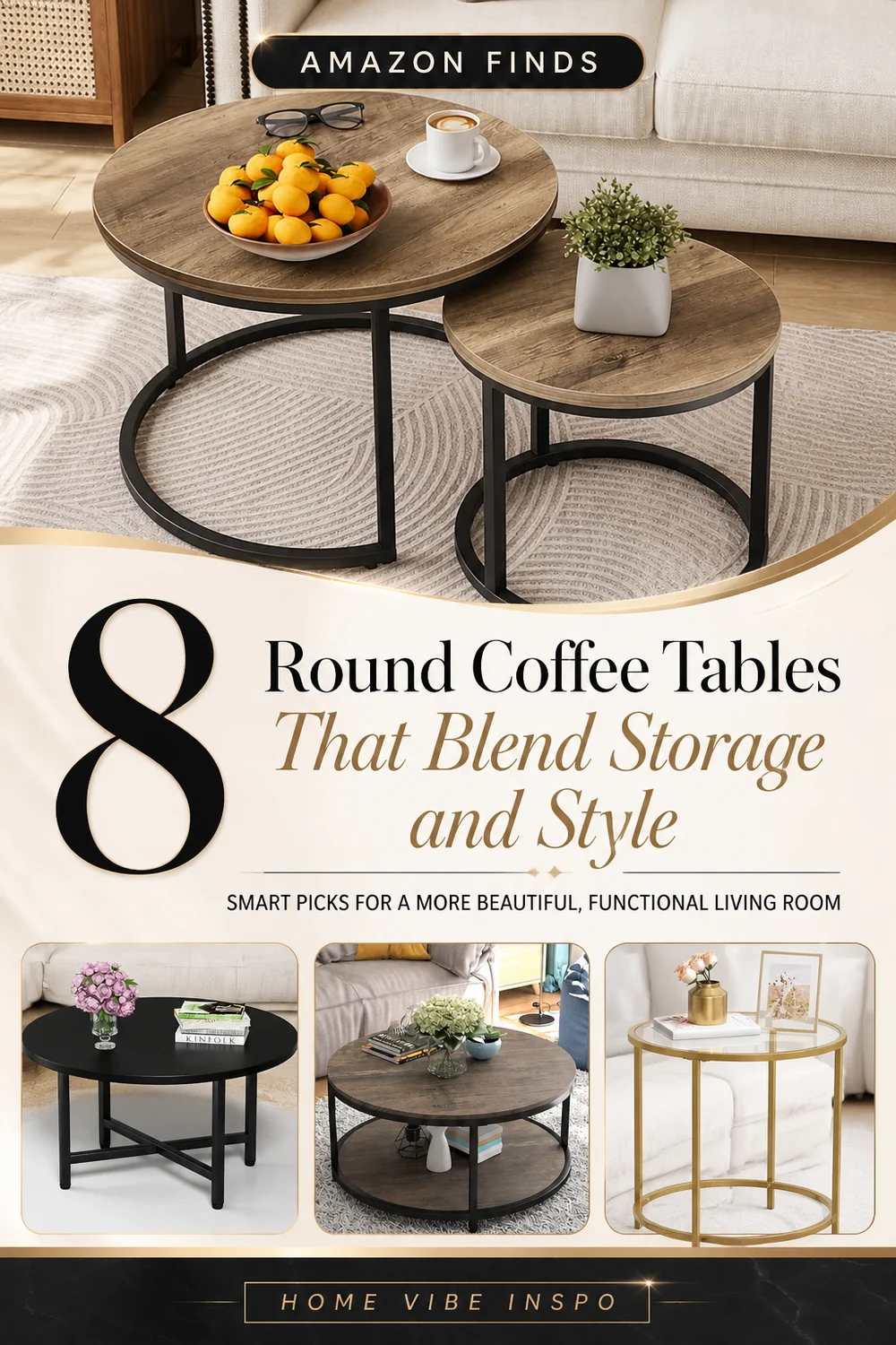 8 Round Coffee Tables That Blend Storage and Style for Your Living Room