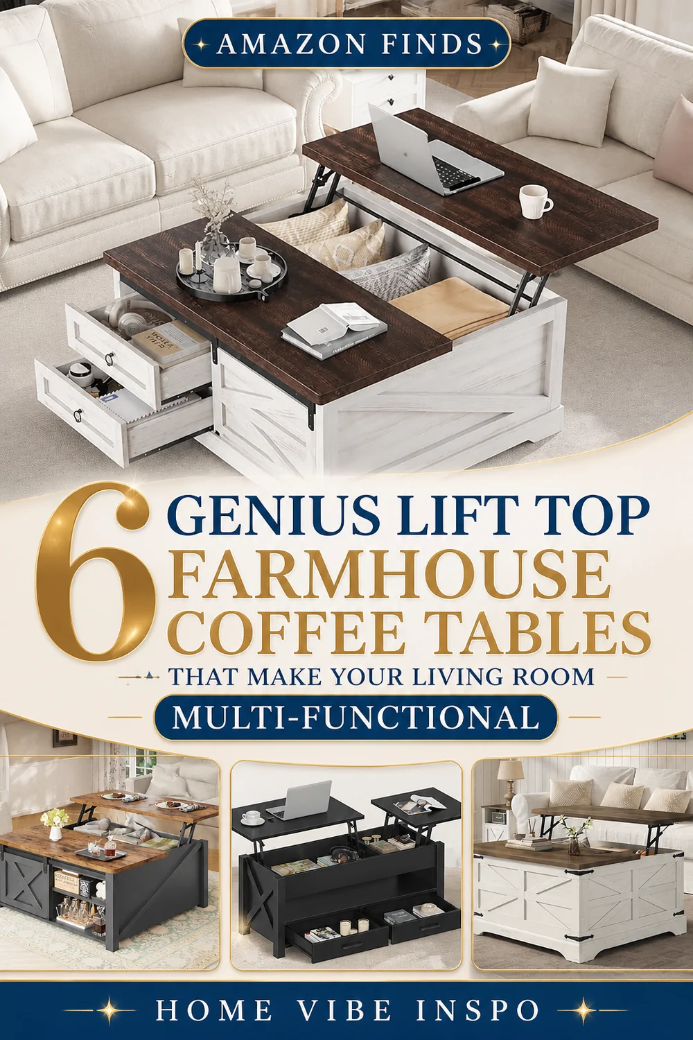 6 Genius Lift Top Farmhouse Coffee Tables That Make Your Living Room Multi-Functional
