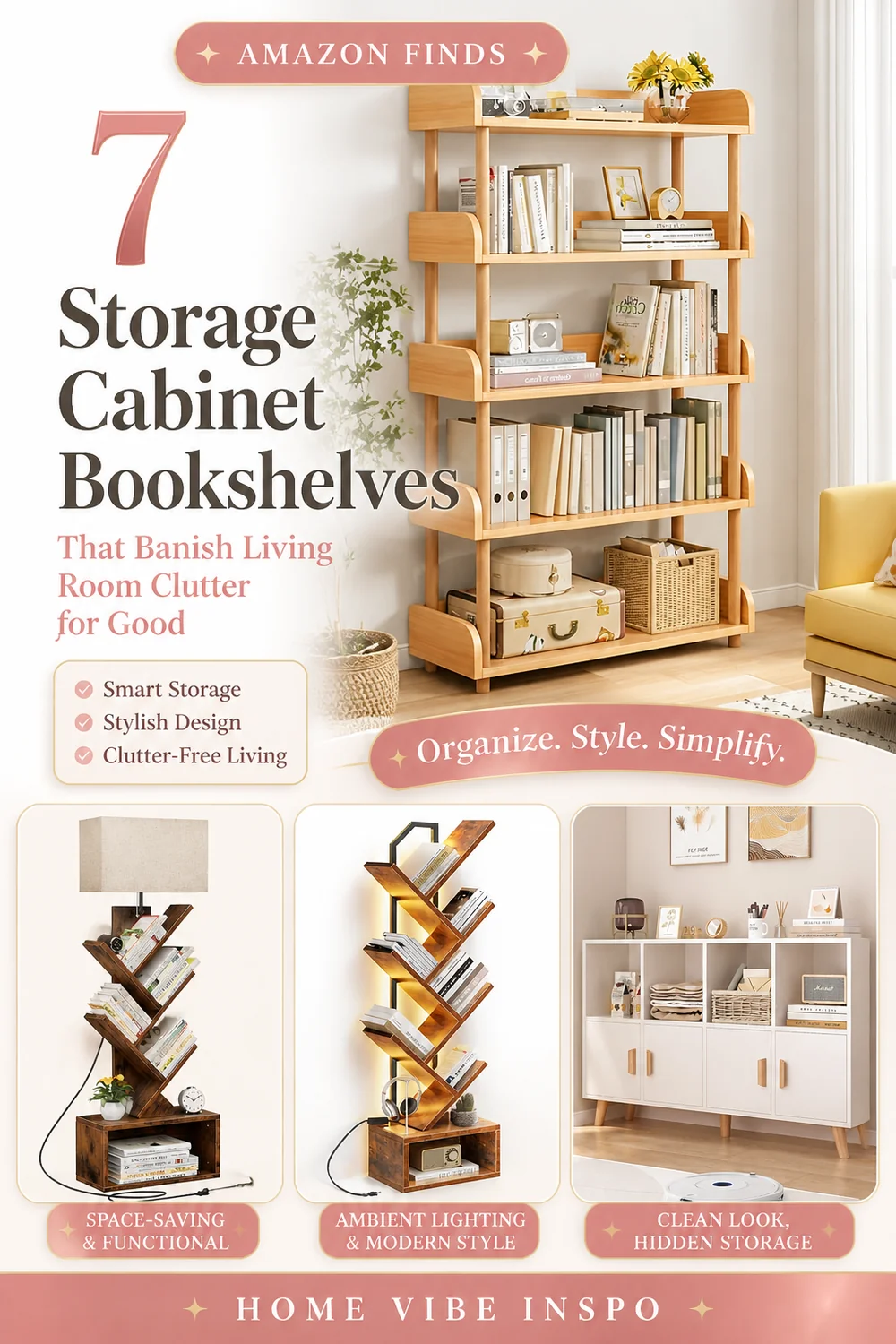 7 Storage Cabinet Bookshelves That Banish Living Room Clutter for Good