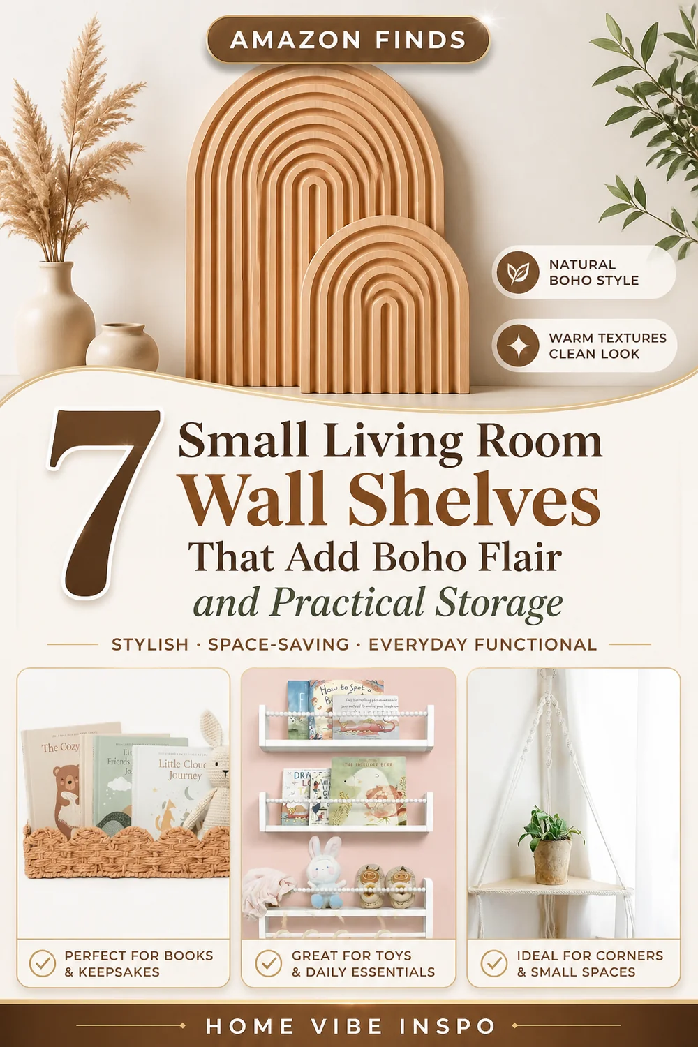7 Small Living Room Wall Shelves That Add Boho Flair and Practical Storage