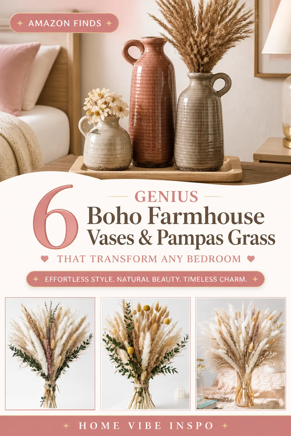 6 Genius Boho Farmhouse Vases and Pampas Grass That Transform Any Bedroom
