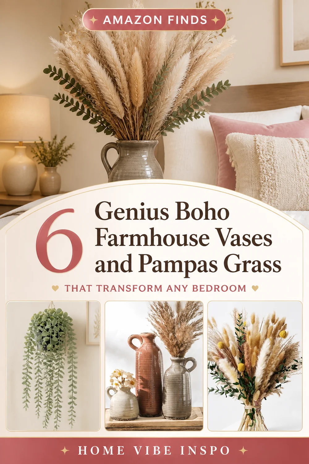 6 Genius Boho Farmhouse Vases and Pampas Grass That Transform Any Bedroom