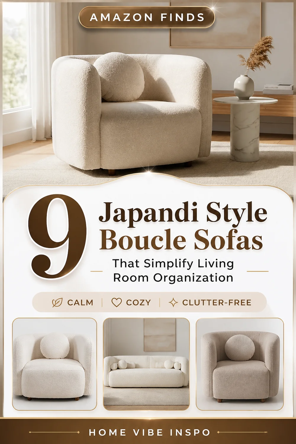 9 Japandi Style Boucle Sofas That Simplify Living Room Organization