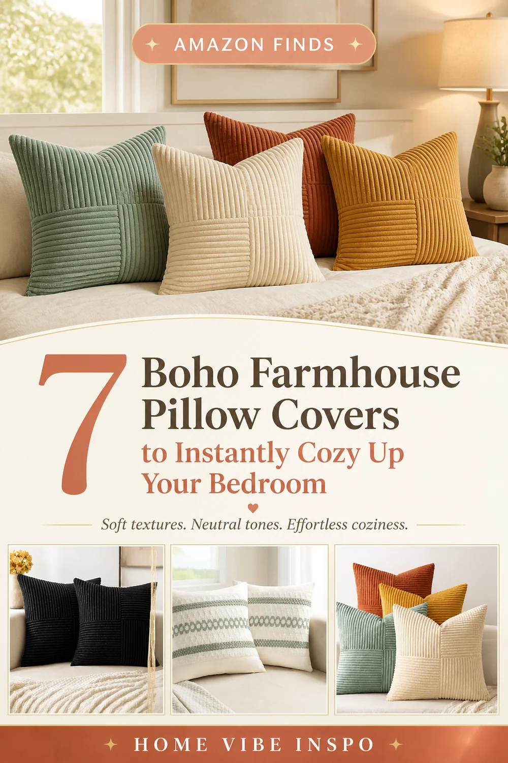 7 Boho Farmhouse Pillow Covers to Instantly Cozy Up Your Bedroom