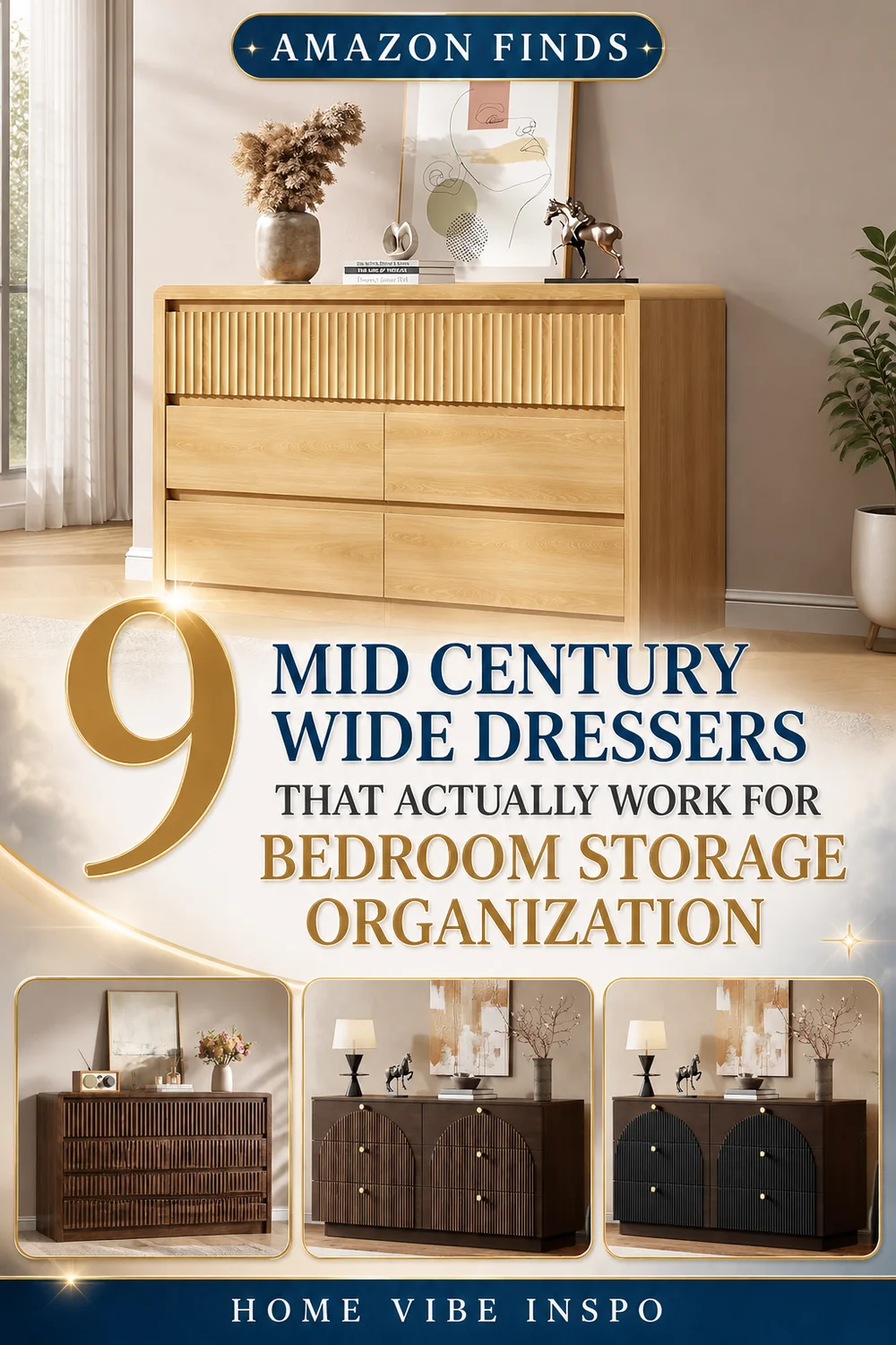 9 Mid Century Wide Dressers That Actually Work for Bedroom Storage Organization