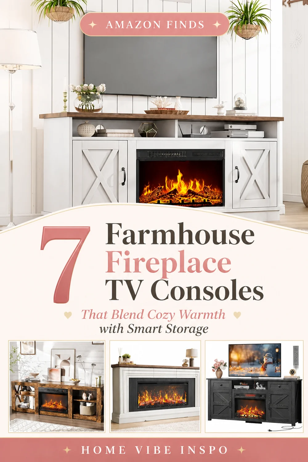 7 Farmhouse Fireplace TV Consoles That Blend Cozy Warmth with Smart Storage