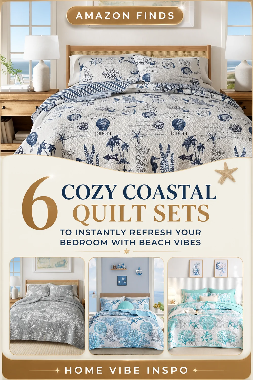 6 Cozy Coastal Quilt Sets to Instantly Refresh Your Bedroom with Beach Vibes