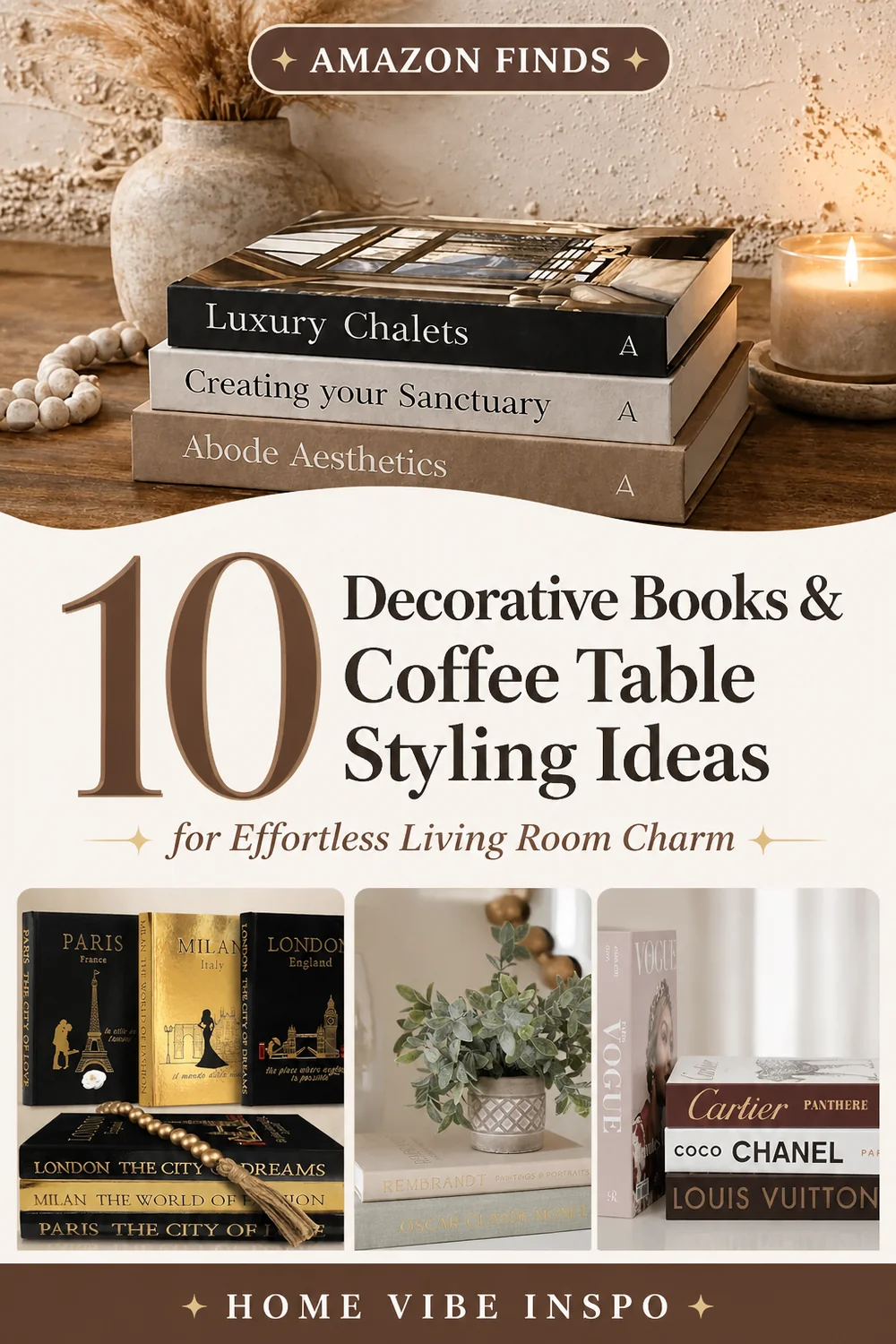 10 Decorative Books & Coffee Table Styling Ideas for Effortless Living Room Charm