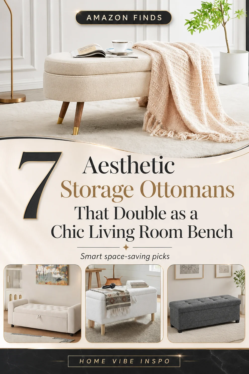 7 Aesthetic Storage Ottomans That Double as a Chic Living Room Bench