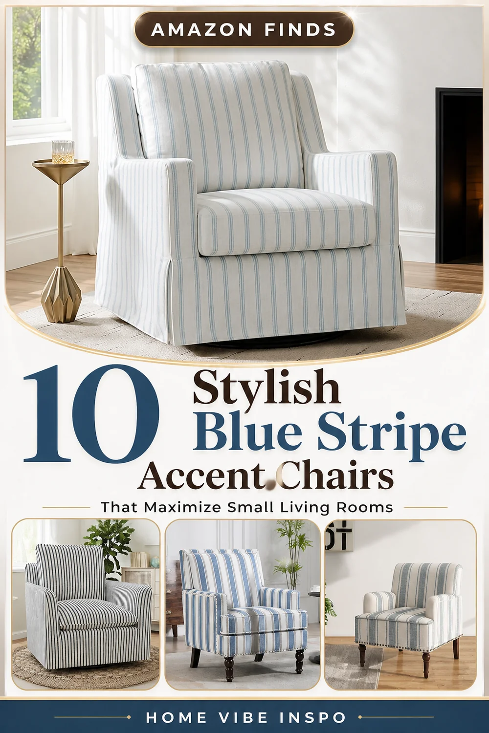 10 Stylish Blue Stripe Accent Chairs That Maximize Small Living Rooms