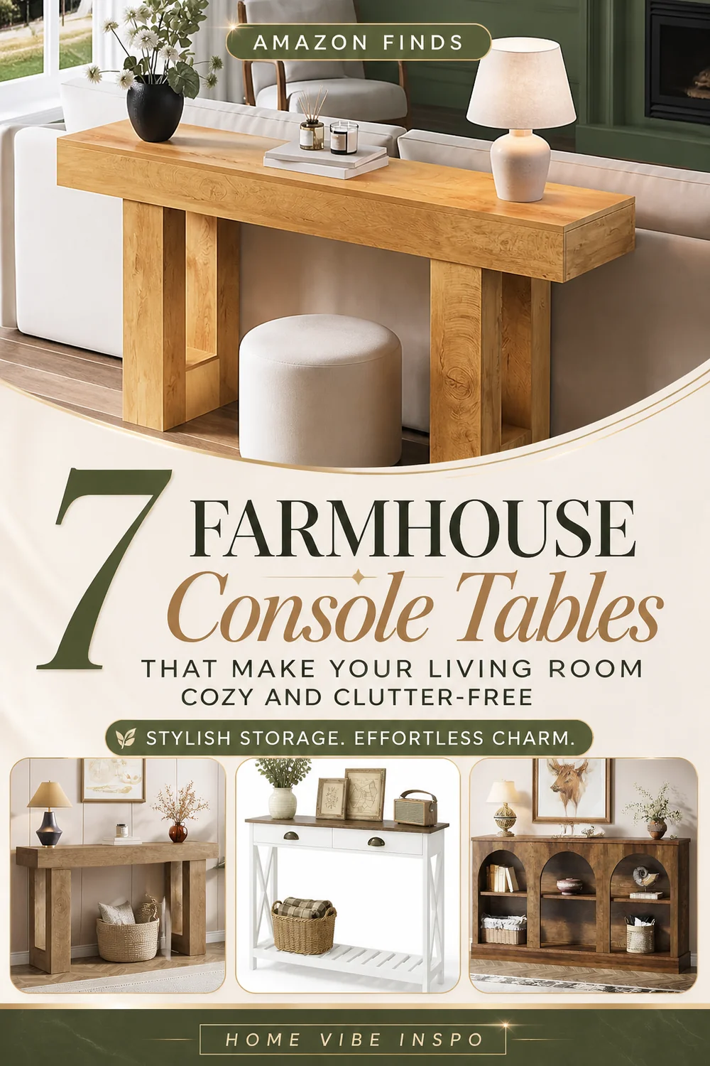 7 Farmhouse Console Tables That Make Your Living Room Cozy and Clutter-Free