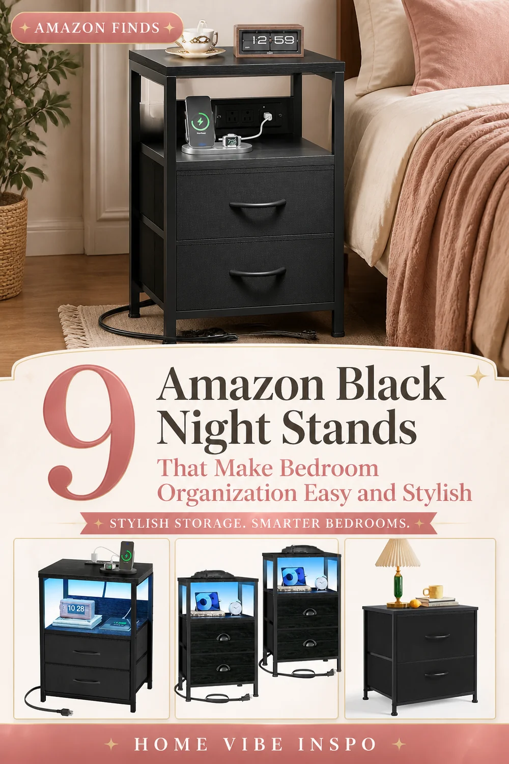 9 Amazon Black Night Stands That Make Bedroom Organization Easy and Stylish