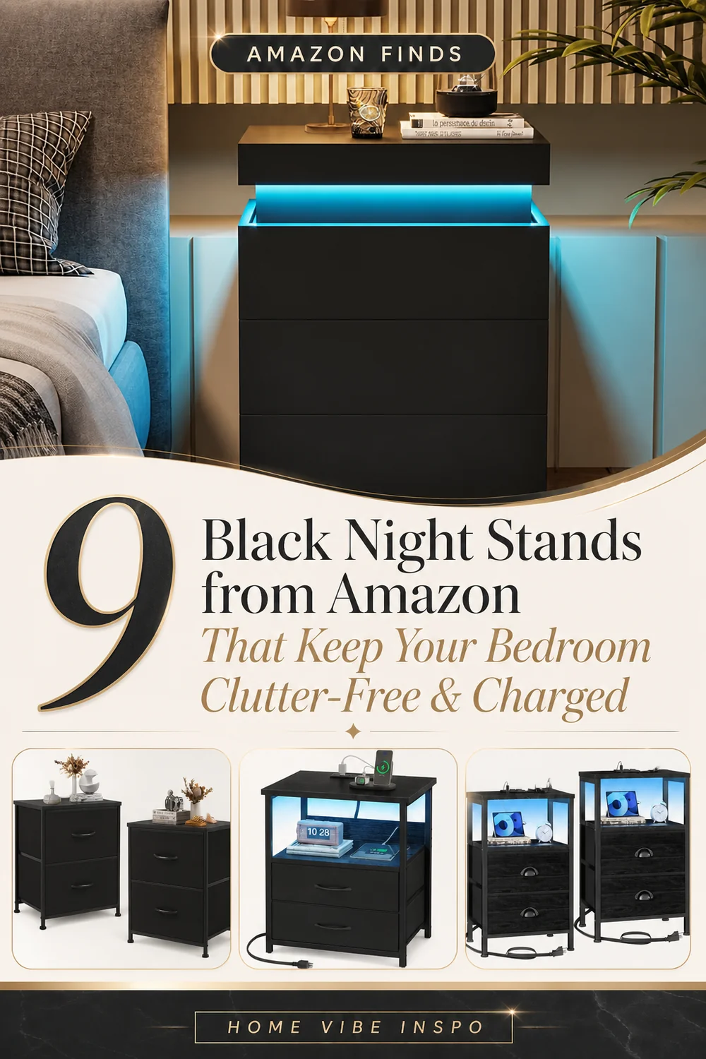 9 Black Night Stands from Amazon That Keep Your Bedroom Clutter-Free and Charged