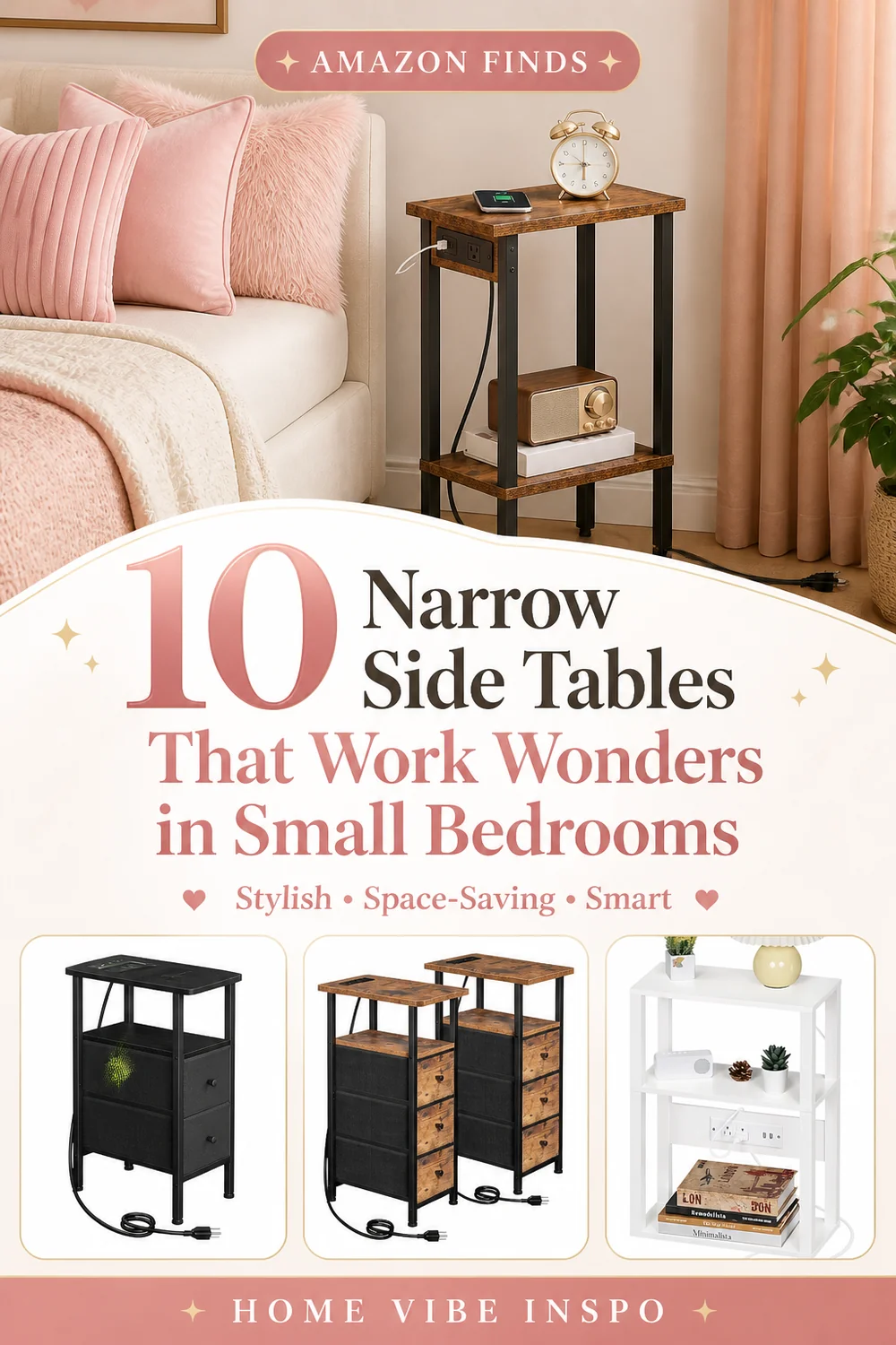 10 Narrow Side Tables That Work Wonders in Small Bedrooms