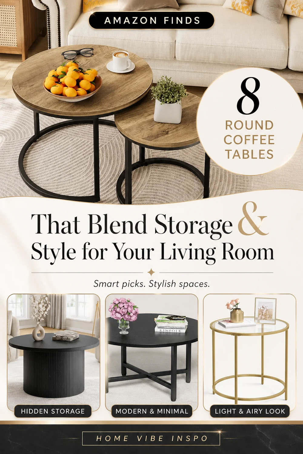8 Round Coffee Tables That Blend Storage and Style for Your Living Room