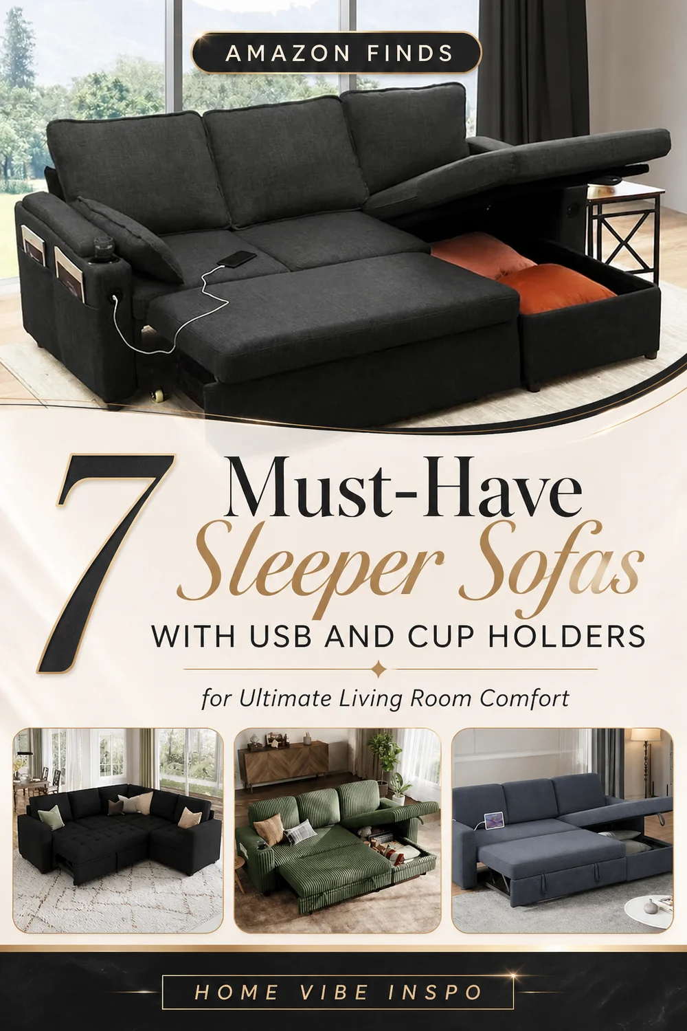 7 Must-Have Sleeper Sofas with USB and Cup Holders for Ultimate Living Room Comfort