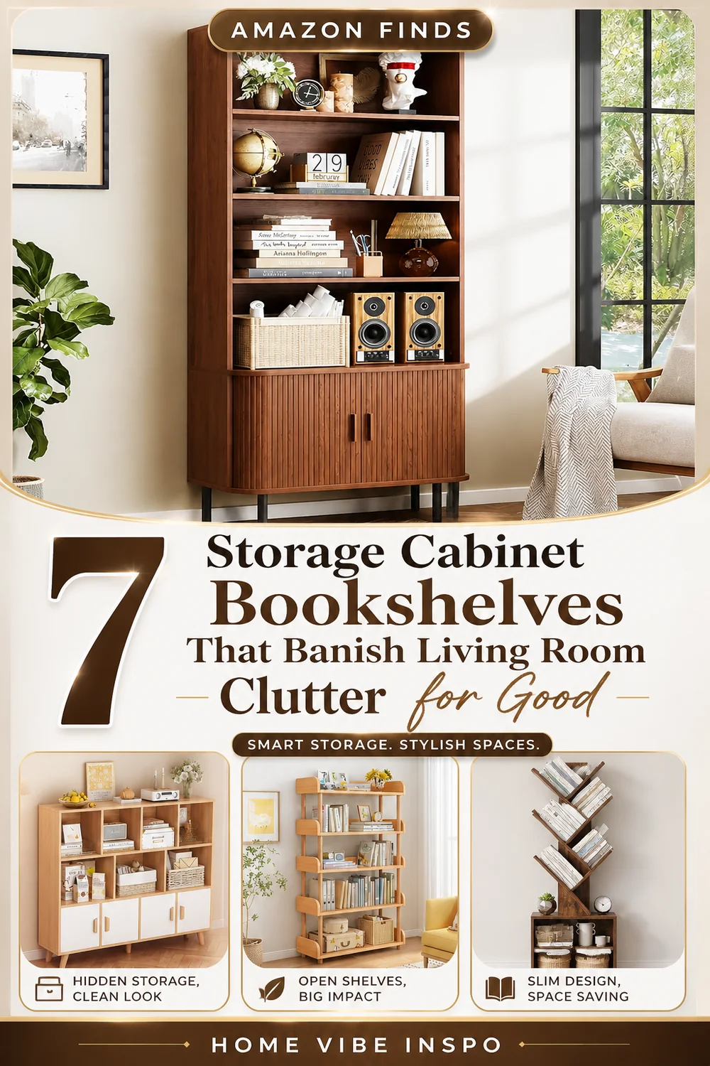 7 Storage Cabinet Bookshelves That Banish Living Room Clutter for Good